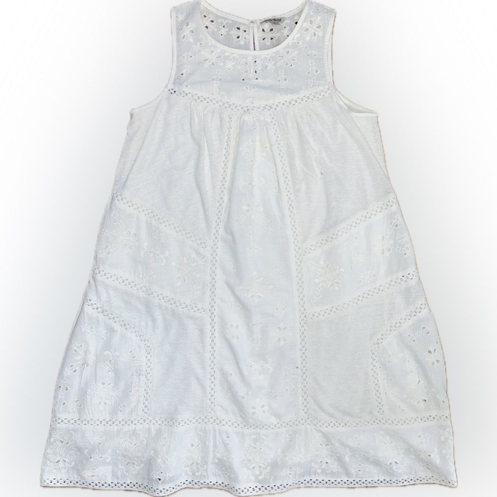 EUC Lucky Brand SZ S Creamy white sleeveless embroidered mini dress/bust 38” - Picture 3 of 8